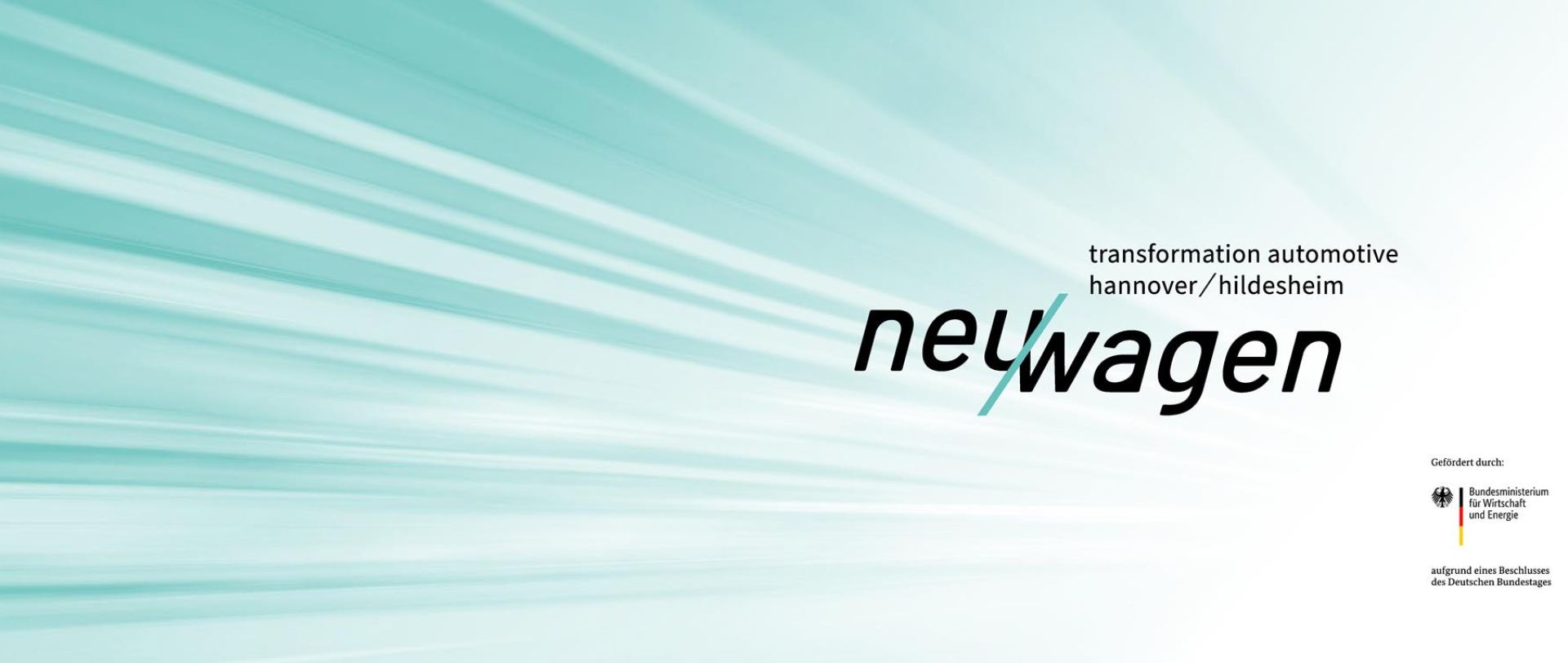 transformation automotive hannover / hildesheim. Logo neu/wagen vor grünem Fond. Emblem Adler mit Text Gefördert durch: Bundesministerium für Wirtschaft und Klimaschutz aufgrund eines Beschlusses des Deutschen Bundestages.