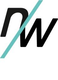 Logo mit den Buchstaben „nw" in Schwarz, diagonal von einer türkisfarbenen Linie durchzogen, auf weißem Hintergrund.